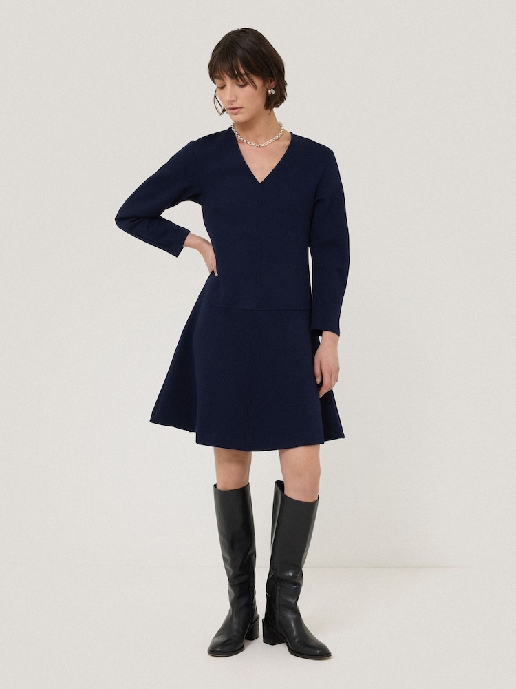 Jigsaw Blue Darted Sleeve Short Dress - Image 1 of 5