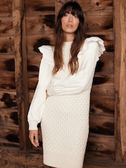 Mint Velvet Cream Cable Knit Mini Dress - Image 3 of 9