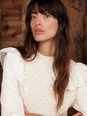 Mint Velvet Cream Cable Knit Mini Dress - Image 5 of 9