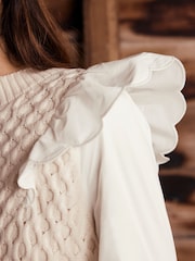Mint Velvet Cream Cable Knit Mini Dress - Image 6 of 9