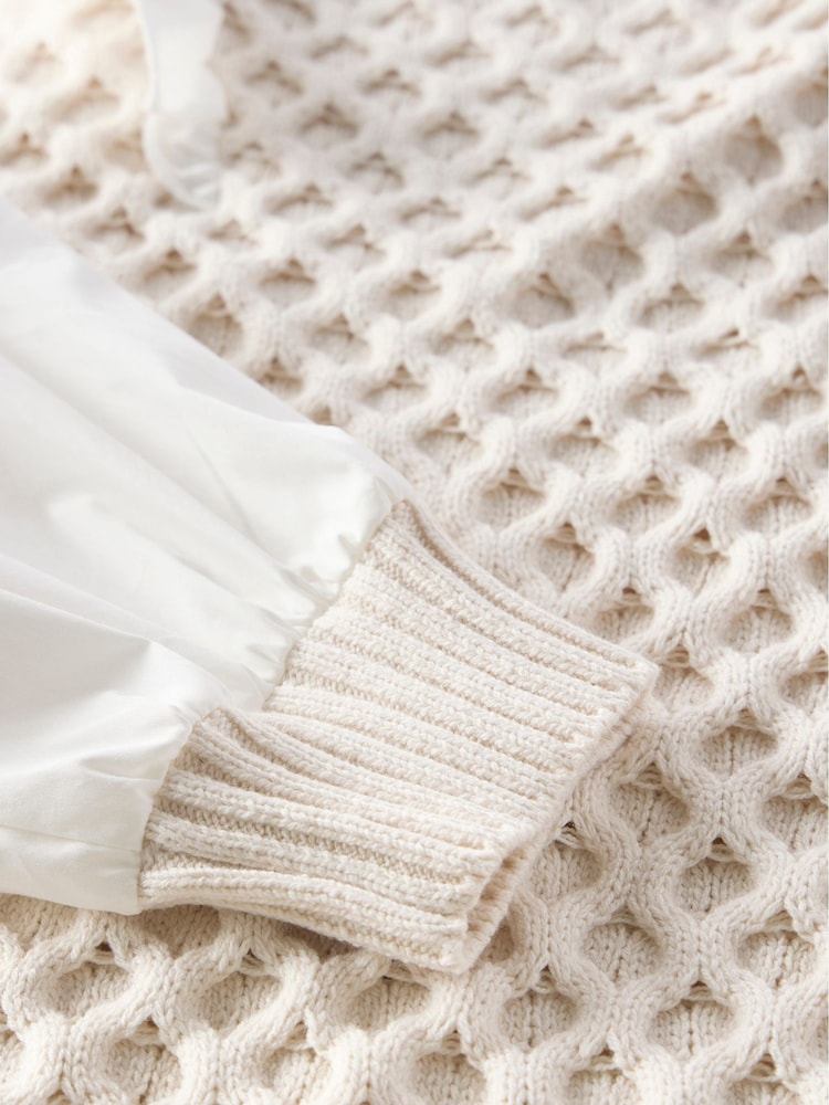 Mint Velvet Cream Cable Knit Mini Dress - Image 9 of 9