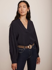 Mint Velvet Blue Long Sleeve Blouse - Image 6 of 8