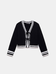 Mint Velvet Black Contrast Cotton Blend Trim Cardigan - Image 6 of 8