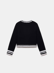 Mint Velvet Black Contrast Cotton Blend Trim Cardigan - Image 7 of 8
