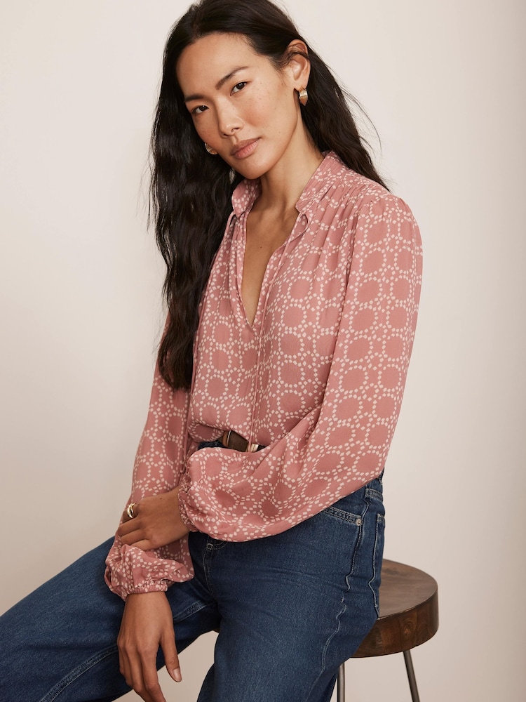 Mint Velvet Pink Geometric Print Blouse - Image 1 of 8
