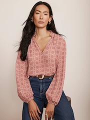 Mint Velvet Pink Geometric Print Blouse - Image 2 of 8