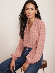 Mint Velvet Pink Geometric Print Blouse - Image 4 of 8