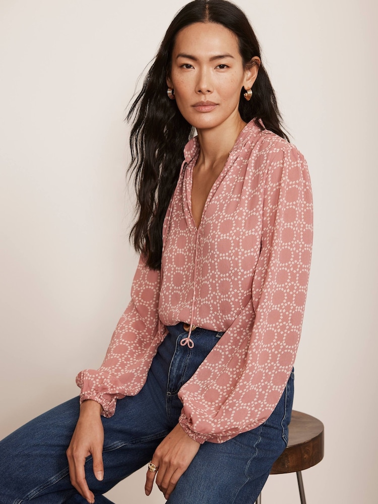 Mint Velvet Pink Geometric Print Blouse - Image 4 of 8