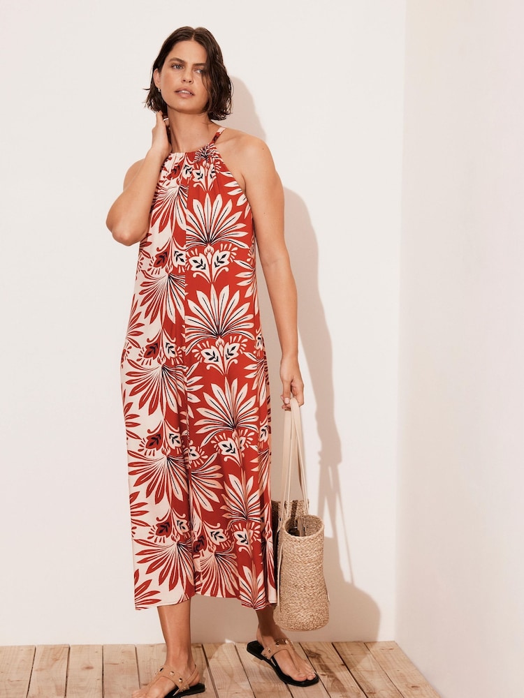 Mint Velvet Red Floral Print Midi Dress - Image 1 of 8