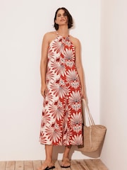 Mint Velvet Red Floral Print Midi Dress - Image 3 of 8