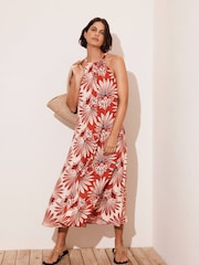 Mint Velvet Red Floral Print Midi Dress - Image 6 of 8