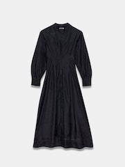 Mint Velvet Black Pleated Midi Shirt Dress - Image 7 of 9