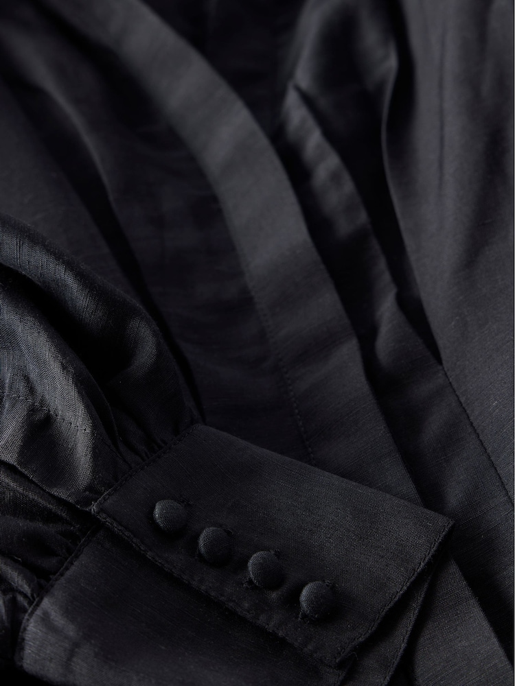 Mint Velvet Black Pleated Midi Shirt Dress - Image 9 of 9
