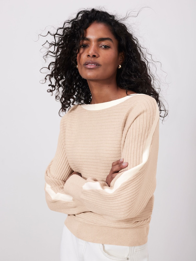 Mint Velvet Cotton Blend Ribbed Batwing Jumper - Bild 2 von 9