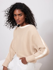 Mint Velvet Cotton Blend Ribbed Batwing Jumper - Bild 3 von 9