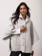 Mint Velvet Grey Grey Wool Blend Cape - Image 3 of 8