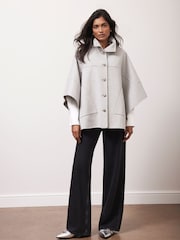Mint Velvet Grey Grey Wool Blend Cape - Image 4 of 8