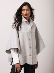 Mint Velvet Grey Grey Wool Blend Cape - Image 5 of 8