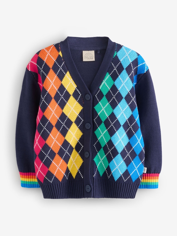 Little Bird by Jools Oliver Navy Rainbow Arygle Cardigan - Image 1 of 6 Little Bird by Jools Oliver Navy Rainbow Arygle Cardigan - Image 1 of 6