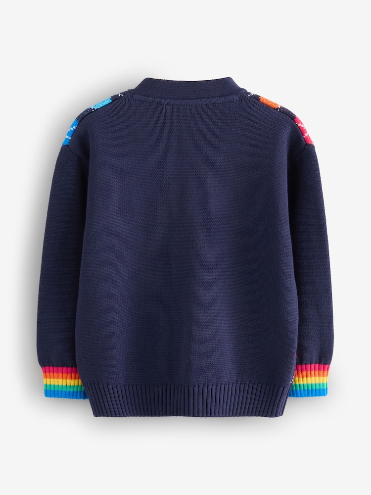 Little Bird by Jools Oliver Navy Rainbow Arygle Cardigan - Image 2 of 6 Little Bird by Jools Oliver Navy Rainbow Arygle Cardigan - Image 2 of 6
