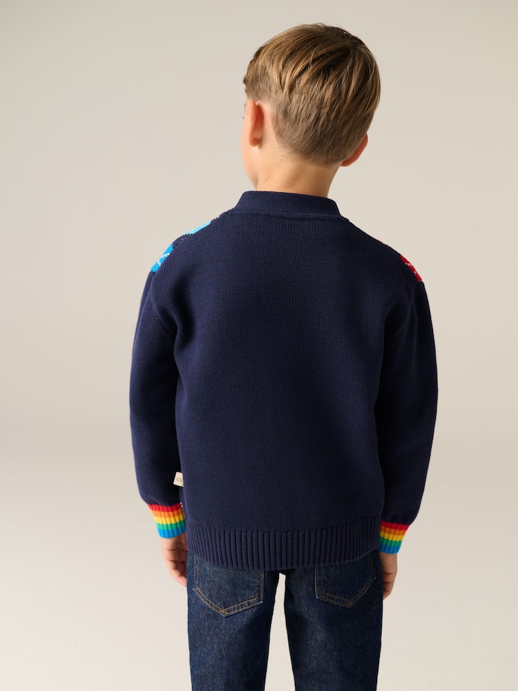 Little Bird by Jools Oliver Navy Rainbow Arygle Cardigan - Image 7 of 7 Little Bird by Jools Oliver Navy Rainbow Arygle Cardigan - Image 7 of 7