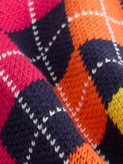 Little Bird by Jools Oliver Navy Rainbow Arygle Cardigan - Image 8 of 8