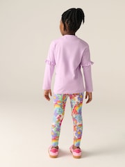 Little Bird by Jools Oliver Lilac Purple Long Sleeve T-Shirt with Tiered Ruffle Sleeve and Leggings Set - Image 2 of 7