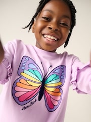Little Bird by Jools Oliver Lilac Purple Long Sleeve T-Shirt with Tiered Ruffle Sleeve and Leggings Set - Image 6 of 7
