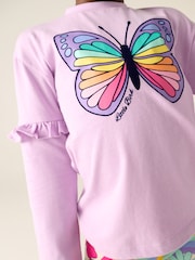 Little Bird by Jools Oliver Lilac Purple Long Sleeve T-Shirt with Tiered Ruffle Sleeve and Leggings Set - Image 7 of 7