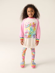 Little Bird by Jools Oliver Pink Rainbow Long Line Sweatshirt and Leggings Set - Image 1 of 12
