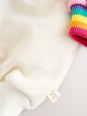 Little Bird by Jools Oliver Pink Rainbow Long Line Sweatshirt and Leggings Set - Image 10 of 12