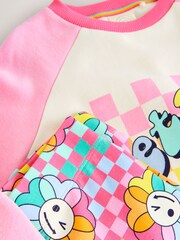 Little Bird by Jools Oliver Pink Rainbow Long Line Sweatshirt and Leggings Set - Image 11 of 12