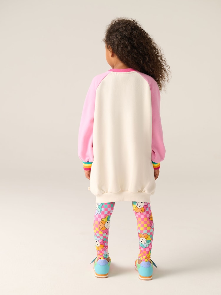 Little Bird by Jools Oliver Pink Rainbow Long Line Sweatshirt and Leggings Set - Image 2 of 12