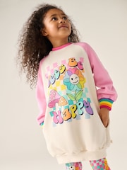 Little Bird by Jools Oliver Pink Rainbow Long Line Sweatshirt and Leggings Set - Image 3 of 12