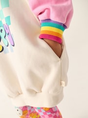 Little Bird by Jools Oliver Pink Rainbow Long Line Sweatshirt and Leggings Set - Image 5 of 12