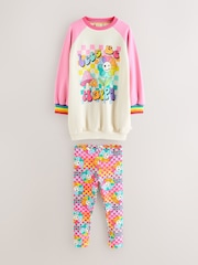 Little Bird by Jools Oliver Pink Rainbow Long Line Sweatshirt and Leggings Set - Image 7 of 12