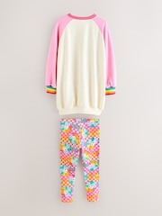 Little Bird by Jools Oliver Pink Rainbow Long Line Sweatshirt and Leggings Set - Image 8 of 12