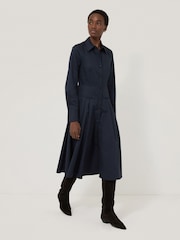 Jigsaw Blue Panelled 100% Cotton Shirt Dress - Image 1 of 7