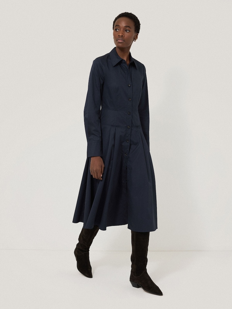 Jigsaw Blue Panelled 100% Cotton Shirt Dress - Image 1 of 7