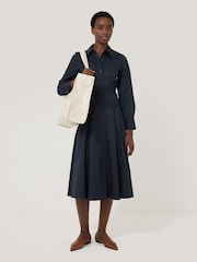 Jigsaw Blue Panelled 100% Cotton Shirt Dress - Image 6 of 7