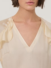 Jigsaw Cream Satin Fluid Frill Top - Image 4 of 6