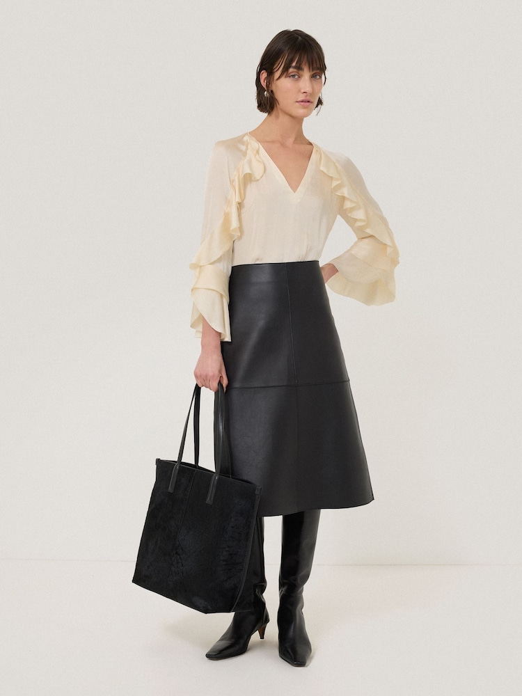 Jigsaw Cream Satin Fluid Frill Top - Image 6 of 6
