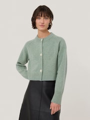 Jigsaw Green Wool Cropped Cardigan - Image 1 of 6