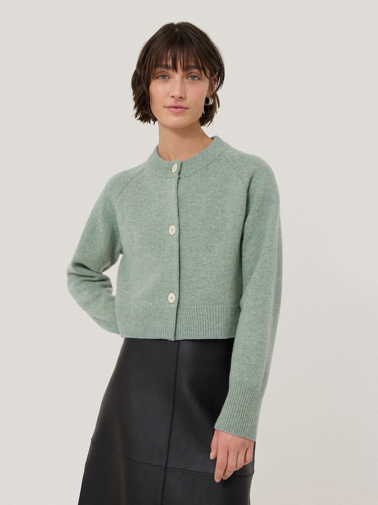 Jigsaw Green Wool Cropped Cardigan - Image 1 of 6
