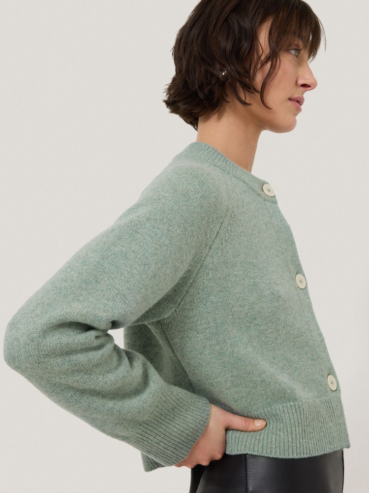 Jigsaw Green Wool Cropped Cardigan - Image 2 of 6
