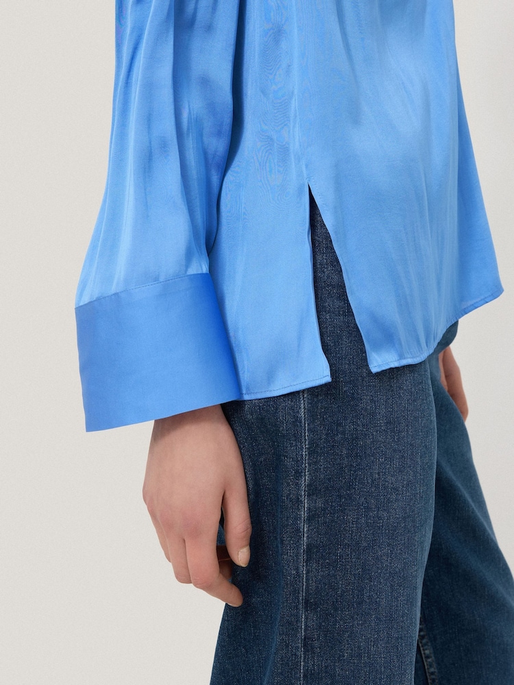 Jigsaw Blue Satin Tunic Top - Image 2 of 6