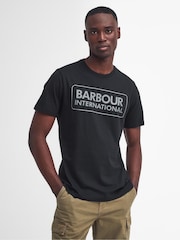 Barbour® International 100% Cotton Essential Logo Black T-Shirt - Image 1 of 6
