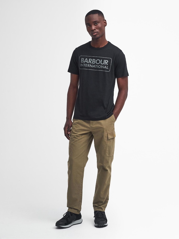 Barbour® International 100% Cotton Essential Logo Black T-Shirt - Image 2 of 6