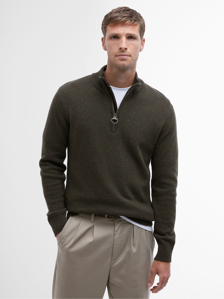Barbour® Green Holden Half Zip Jumper - Image 1 of 9