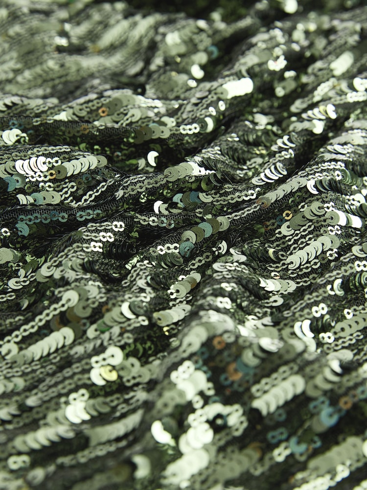 Green Sequin V-Neck Sleeveless Top - Image 6 of 6